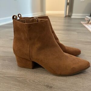 Target Brown Ankle Boots with Pointed Toe and Low Block Heel